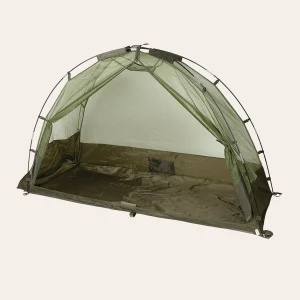 MFH 31868 – Mosquiteiro das Forças Armadas Britânicas em forma de tenda com zíper T, adequado para solo ou cama de campo, inclui bolsa de transporte.