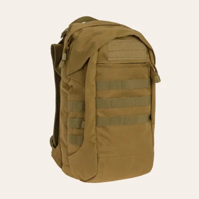 MFH Assault 17 in Coyote Tan - 17-litre tactical backpack with compartment for hydration system, padded back and MOLLE straps. Item number: 30262R.
