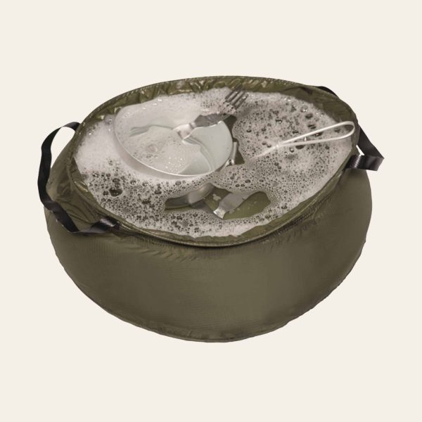 MIL-TEC Bacia dobrável portátil Capacidade de 10L Bacia dobrável MIL-TEC 10L em Verde Tropa – prática e compacta, ideal para campismo e atividades ao ar livre