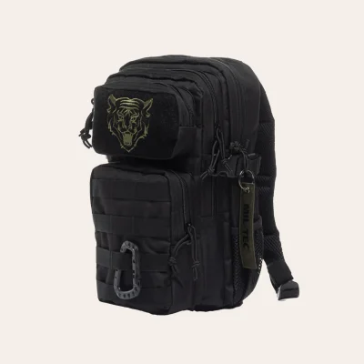 MIL-TEC US Assault Pack Kids - children's tactical backpack with 14 litre capacity, padded back, Molle straps and ergonomic adjustment system. Colour Black (14001102)