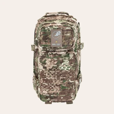 MIL-TEC US Assault Pack SM Laser Cut em WASP I Z2 14002666 – mochila tática de 20 litros com MOLLE Laser-Cut, costas acolchoadas e compartimento para sistema de hidratação.