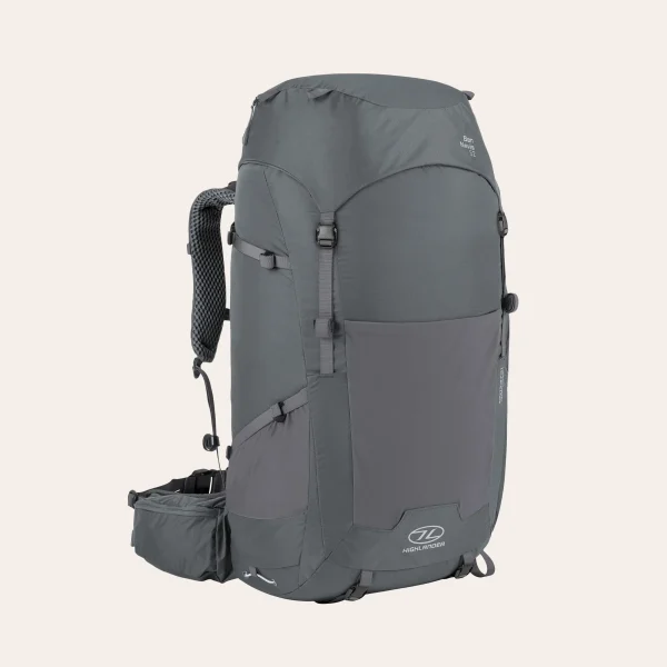 Vista da Mochila Highlander Ben Nevis 52 litros, cor cinzento, Número do artigo RUC275 Vista da Mochila Highlander Ben Nevis 52 litros, cor cinzento, Número do artigo RUC275