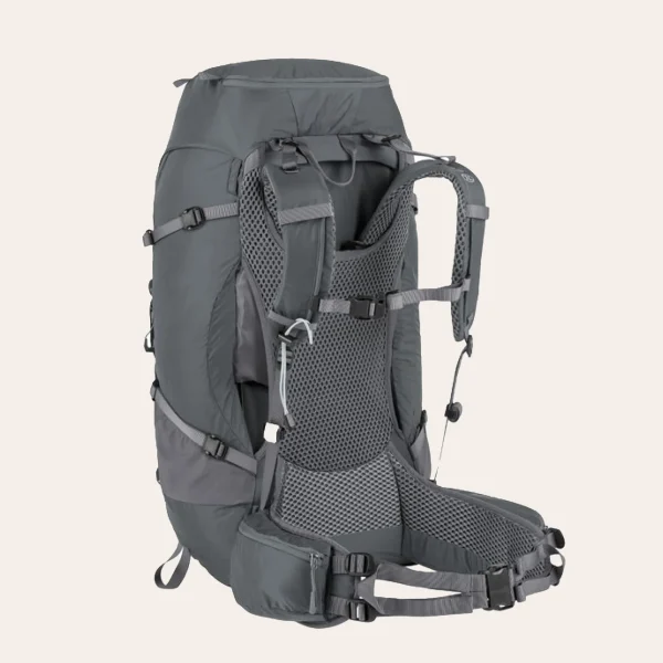 Vista do sistema de transporte da Mochila Mochila Highlander Ben Nevis 52 litros, cor cinzento, Número do artigo RUC275 Vista do sistema de transporte da Mochila Mochila Highlander Ben Nevis 52 litros, cor cinzento, Número do artigo RUC275