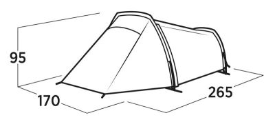 Easy Camp Tent Sarek 2 5 Ilustração das dimensões externas da tenda Easy Camp Sarek 2 120468: comprimento 265 cm, largura 170 cm, altura 95 cm.
