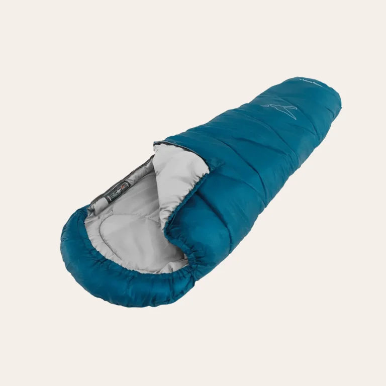 The blue Starling Mummy Junior sleeping bag from easy camp