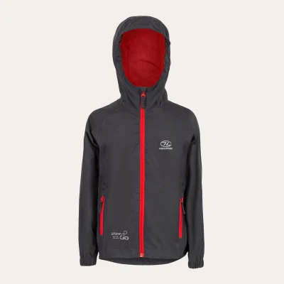 O Impermeavel Highlander Outdoor Stow & Go para crianças na cor cinzenta