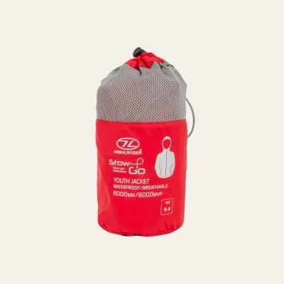 The Highlander Outdoor Waterproof Stow & Go for children in red colour