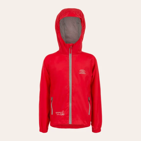 O Impermeavel Highlander Outdoor Stow & Go para crianças na cor vermelho O Impermeavel Highlander Outdoor Stow & Go para crianças na cor vermelho