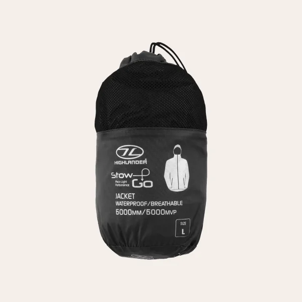 O Impermeavel Highlander Outdoor Stow & Go para homens em preto O Impermeavel Highlander Outdoor Stow & Go para homens em preto