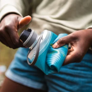 The HydraPak Flux™ 750 ml folding bottle