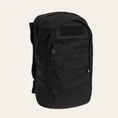 MFH Assault 17 in black - 17-litre tactical backpack with compartment for hydration system, padded back and MOLLE straps. Item number: 30262A.