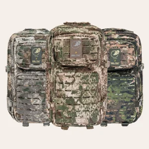 Todas as três versões da mochila A MIL-TEC US Assault Pack LG Laser Cut dos padrões de camuflagem WASP I Z1B, Z2, e Z3A da Phantomleaf