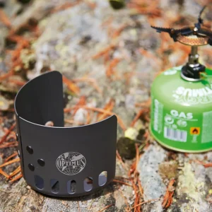 Optimus Corta-Vento Clip-On – leve, em alumínio, com encaixe, compatível com Crux e Terra Weekend HE