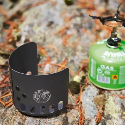 Optimus Corta-Vento Clip-On – leve, em alumínio, com encaixe, compatível com Crux e Terra Weekend HE