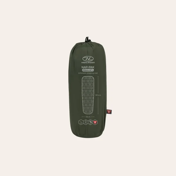 O colchão insuflável Nap-Pak Primaloft da Highlander Outdoor O colchão insuflável Nap-Pak Primaloft da Highlander Outdoor