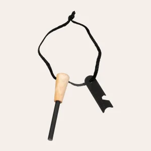 MFH Flint 27104 with wooden handle, fire steel and scraper, 2 pieces, outdoor accessories