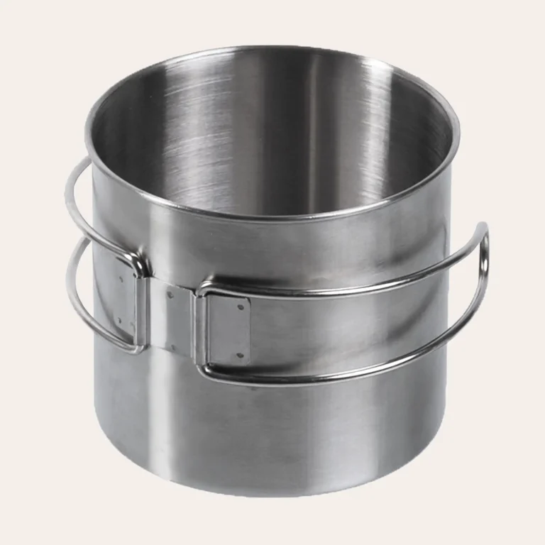 Mil-Tec 600 ml stainless steel mug - robust outdoor mug with folding handles 14602600