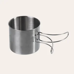 Mil-Tec 600 ml stainless steel mug - robust outdoor mug with folding handles 14602600