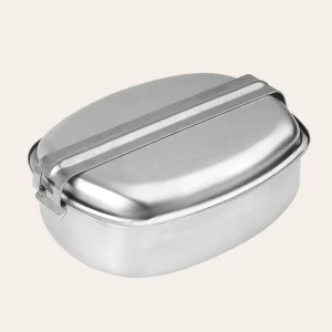 MIL-TEC stainless steel cookware with non-stick frying pan - two pieces, foldable