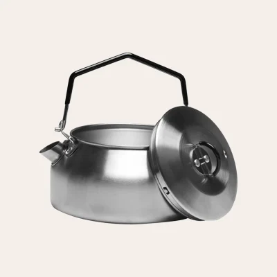 Mil-Tec stainless steel kettle, unpainted, 1 litre, with folding handle and spout - Accessories for outdoor cookers