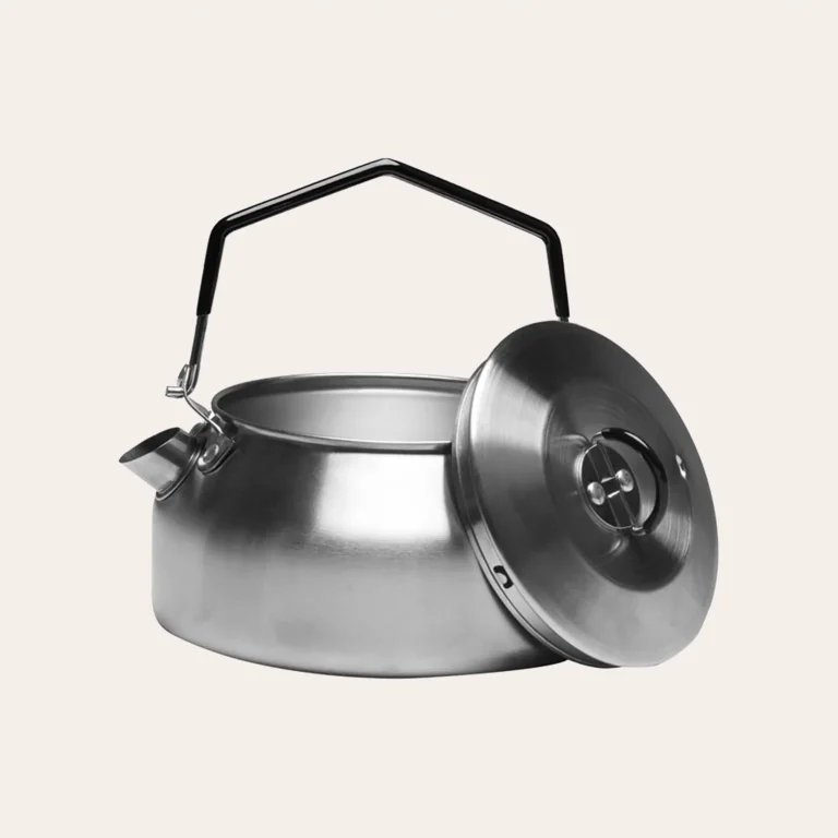 Mil-Tec stainless steel kettle, unpainted, 1 litre, with folding handle and spout - Accessories for outdoor cookers