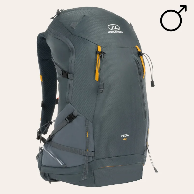 Mochila Highlander Outdoors Vega 40l para homem, artigo RUC290-GR, mochila de trekking leve com sistema de transporte ergonómico