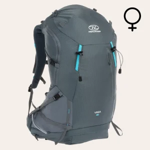 Mochila Highlander Outdoors Vega 40l cinzenta para mulher, artigo RUC290L-GR, mochila de trekking leve com sistema de transporte específico para mulher