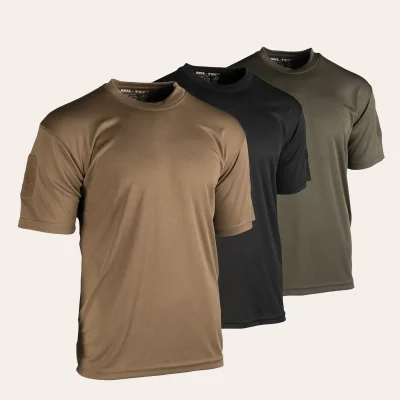Camisa funcional tática da MIL TEC - respirável, de secagem rápida e com superfícies de velcro para patches. Ideal para caminhadas, missões e desportos.