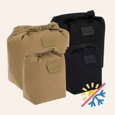 MIL-TEC Cooler Bag in black and coyote tan - Spacious cooler bag with roll-top closure, approx. 7.5 litres and 17 litres