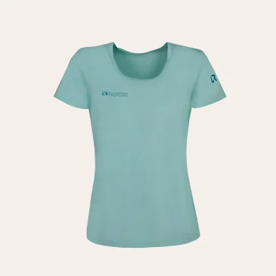 Camisa Rock Experience Corp SS para mulher - camisa funcional de manga curta para actividades ao ar livre e de lazer