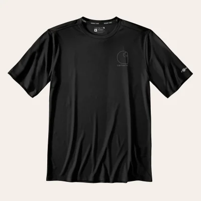 T-shirt leve Carhartt Sun Defender em preto para actividades ao ar livre com proteção UV