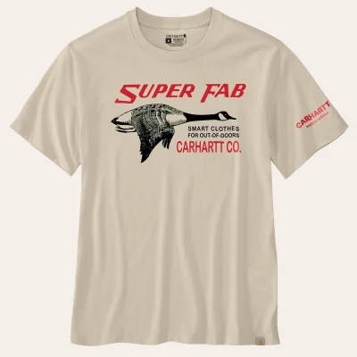 T-shirt Carhartt Relaxed Fit Lightweight Fab Graphic em Oat Milk com impressão Super Fab da série Carhartt Archive