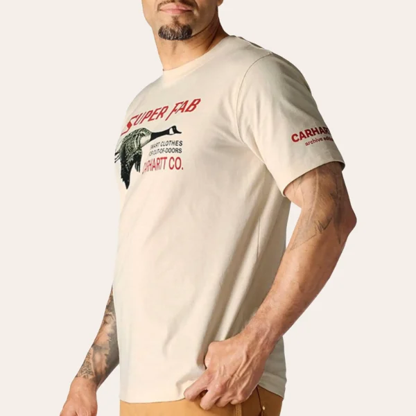 T-shirt Carhartt Relaxed Fit Lightweight Fab Graphic em Oat Milk com impressão Super Fab da série Carhartt Archive