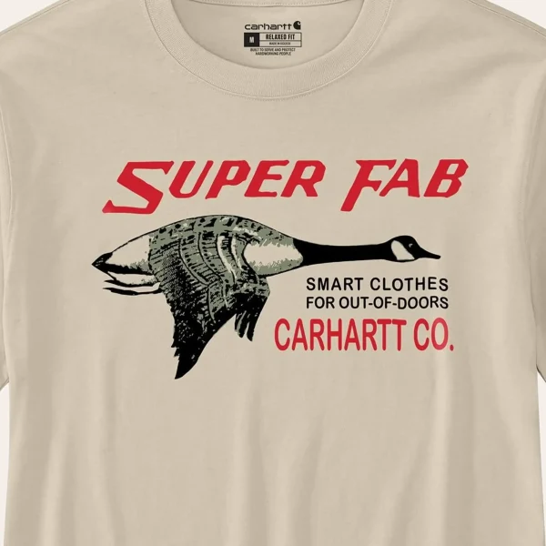 T-shirt Carhartt Relaxed Fit Lightweight Fab Graphic em Oat Milk com impressão Super Fab da série Carhartt Archive