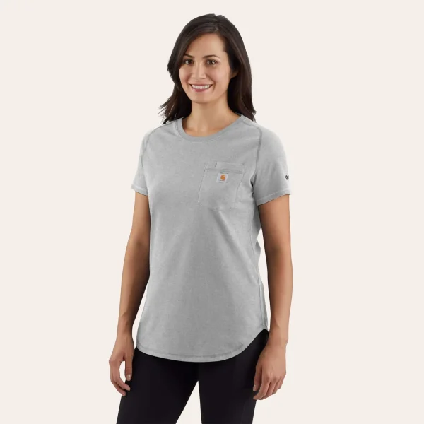 T-shirt Carhartt Force Relaxed Fit Midweight Pocket para senhora com tecnologia FastDry®.