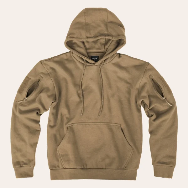 Camisola com capuz MIL-TEC Tactical Hoodie com bolso frontal grande e bolsos nos braços para atividades ao ar livre e uso diário