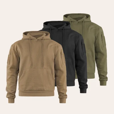 Camisola com capuz MIL-TEC Tactical Hoodie com bolso frontal grande e bolsos nos braços para atividades ao ar livre e uso diário