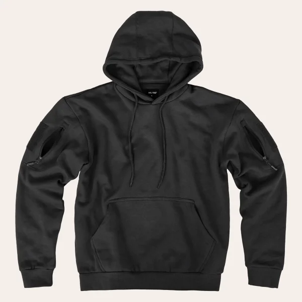 Camisola com capuz MIL-TEC Tactical Hoodie com bolso frontal grande e bolsos nos braços para atividades ao ar livre e uso diário