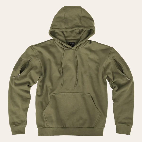 Camisola com capuz MIL-TEC Tactical Hoodie com bolso frontal grande e bolsos nos braços para atividades ao ar livre e uso diário