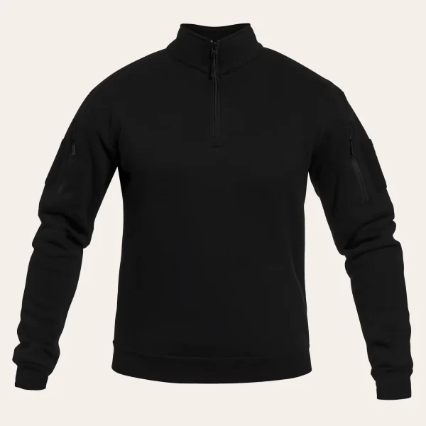 Camisola tática MIL-TEC com gola alta e bolsos nos braços para atividades ao ar livre e lazer