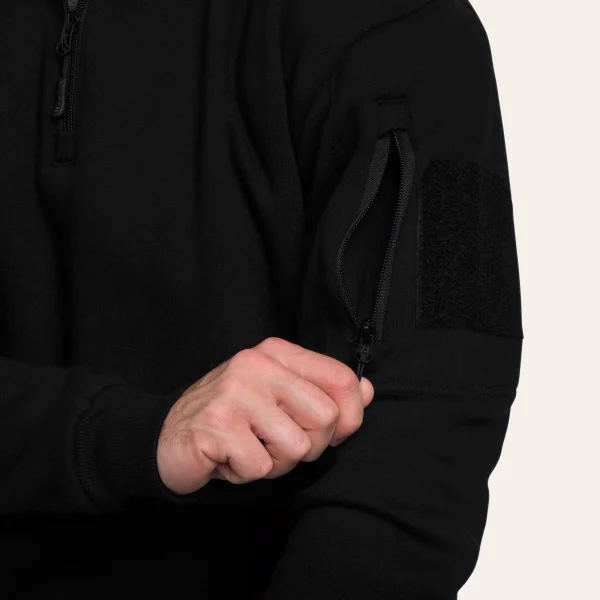 Camisola tática MIL-TEC com gola alta e bolsos nos braços para atividades ao ar livre e lazer