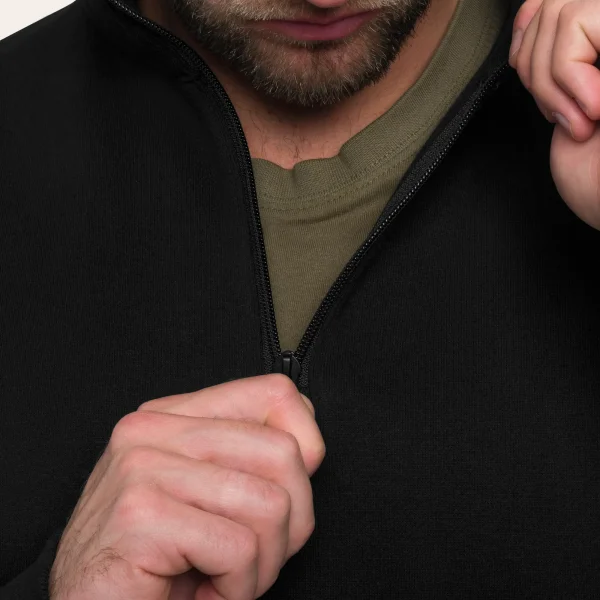 Camisola tática MIL-TEC com gola alta e bolsos nos braços para atividades ao ar livre e lazer