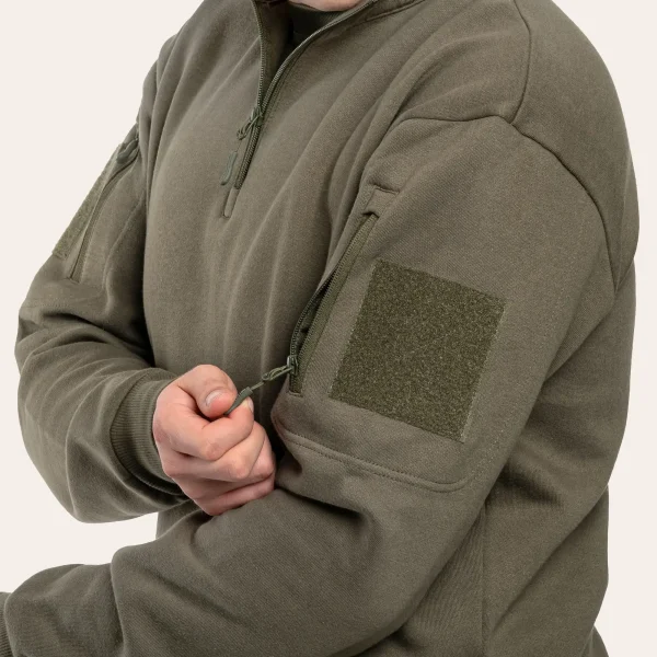 Camisola tática MIL-TEC com gola alta e bolsos nos braços para atividades ao ar livre e lazer
