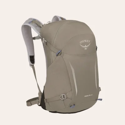Osprey Hikelite 26 em cinzento Tan Concrete – mochila leve e sustentável para uso diário com costas em rede, 26 litros