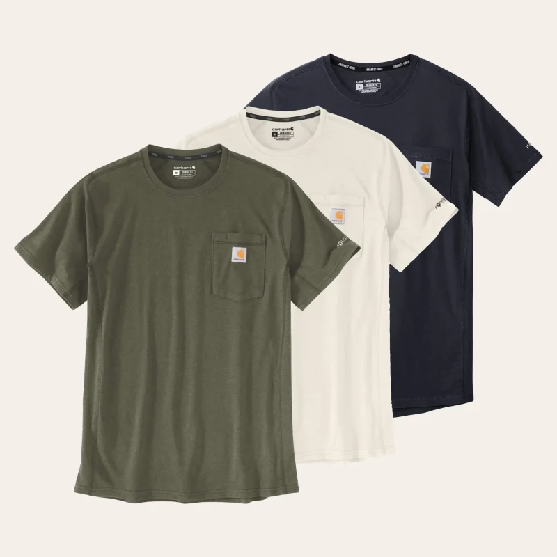 T-shirt Carhartt Force® Relaxed Fit de manga curta com bolso para homem, respirável e de secagem rápida