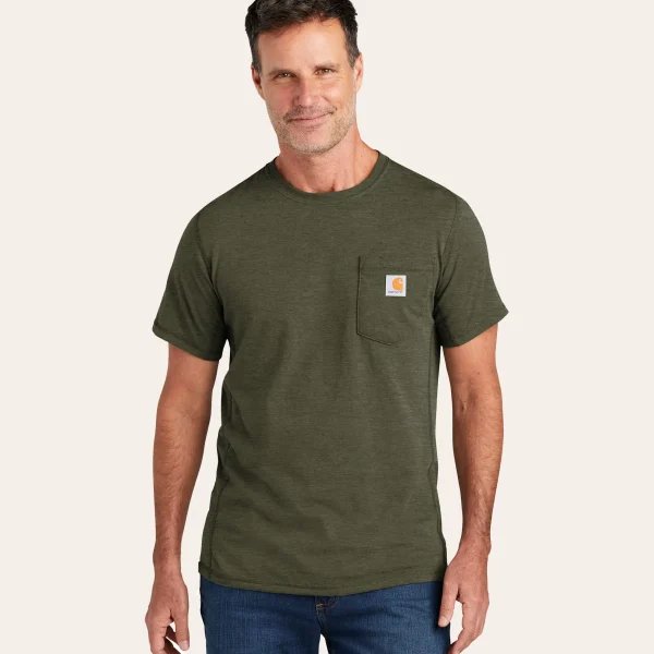 T-shirt Carhartt Force® para homem com bolso no peito – Relaxed Fit T-shirt Carhartt Force® Relaxed Fit de manga curta com bolso para homem, respirável e de secagem rápida
