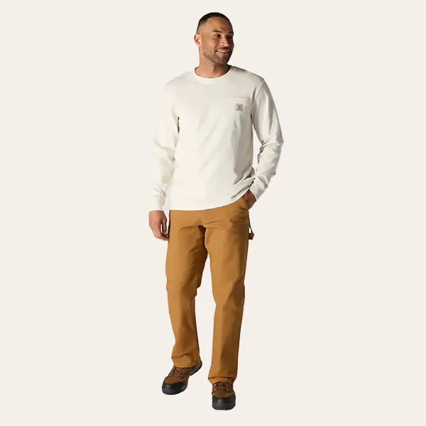 T-shirt de manga comprida Carhartt Heavyweight com gráfico Mountain – cor malte T-shirt de manga comprida Carhartt com gráfico Mountain na cor malte, em jersey de algodão pesado.
