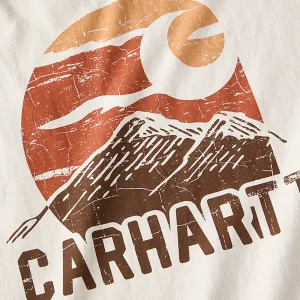Carhartt long-sleeved T-shirt with Mountain graphic in malt colour, in heavy cotton jersey.