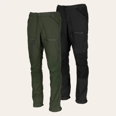 Calças Fox Outdoor Expedition robustas com inserções elásticas e ventilação para trekking e aventuras.