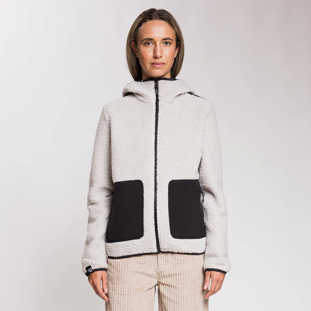 Rock Experience Re.Moose Pass – casaco polar sherpa sustentável para atividades ao ar livre e lazer Casaco polar Rock Experience Re.Moose Pass em sherpa reciclado com ombros e bolsos reforçados